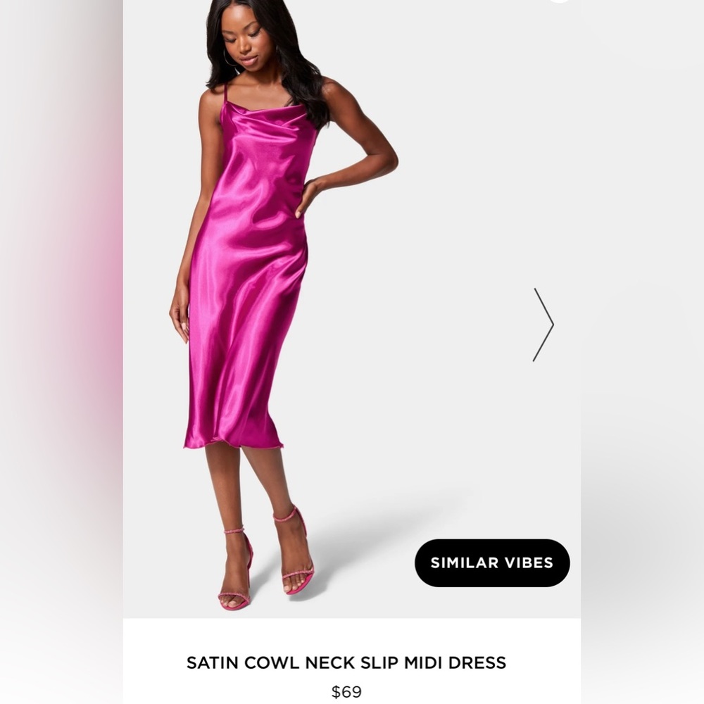 bebe cowl neck size L satin slip dress